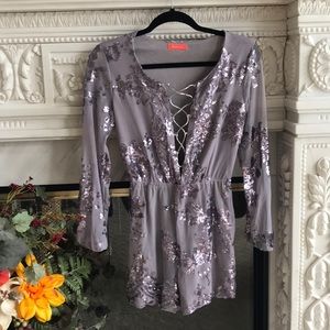 Long sleeve sparkly romper